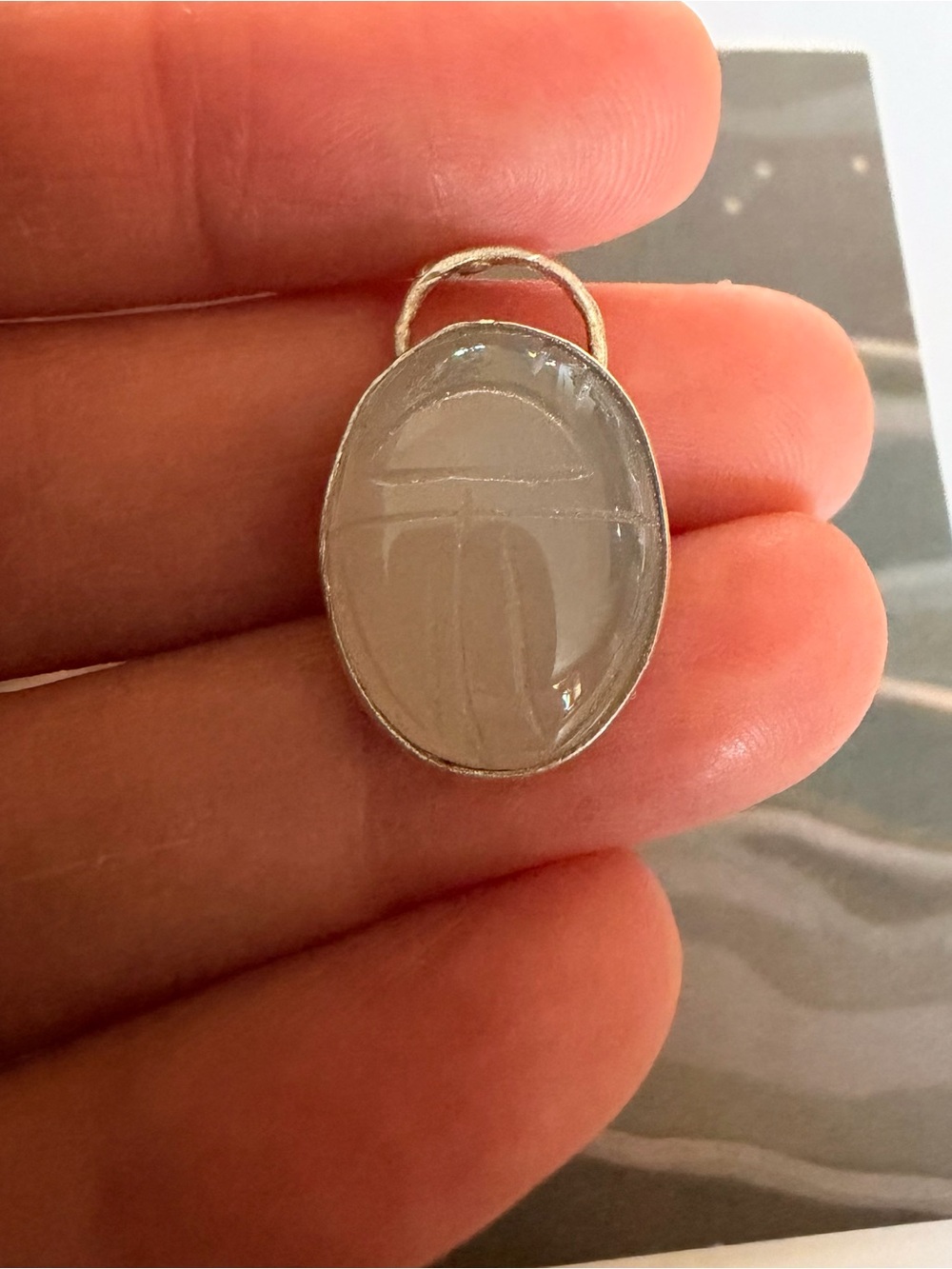 Artisan Silver Oval Moonstone Pendant - Creamy White